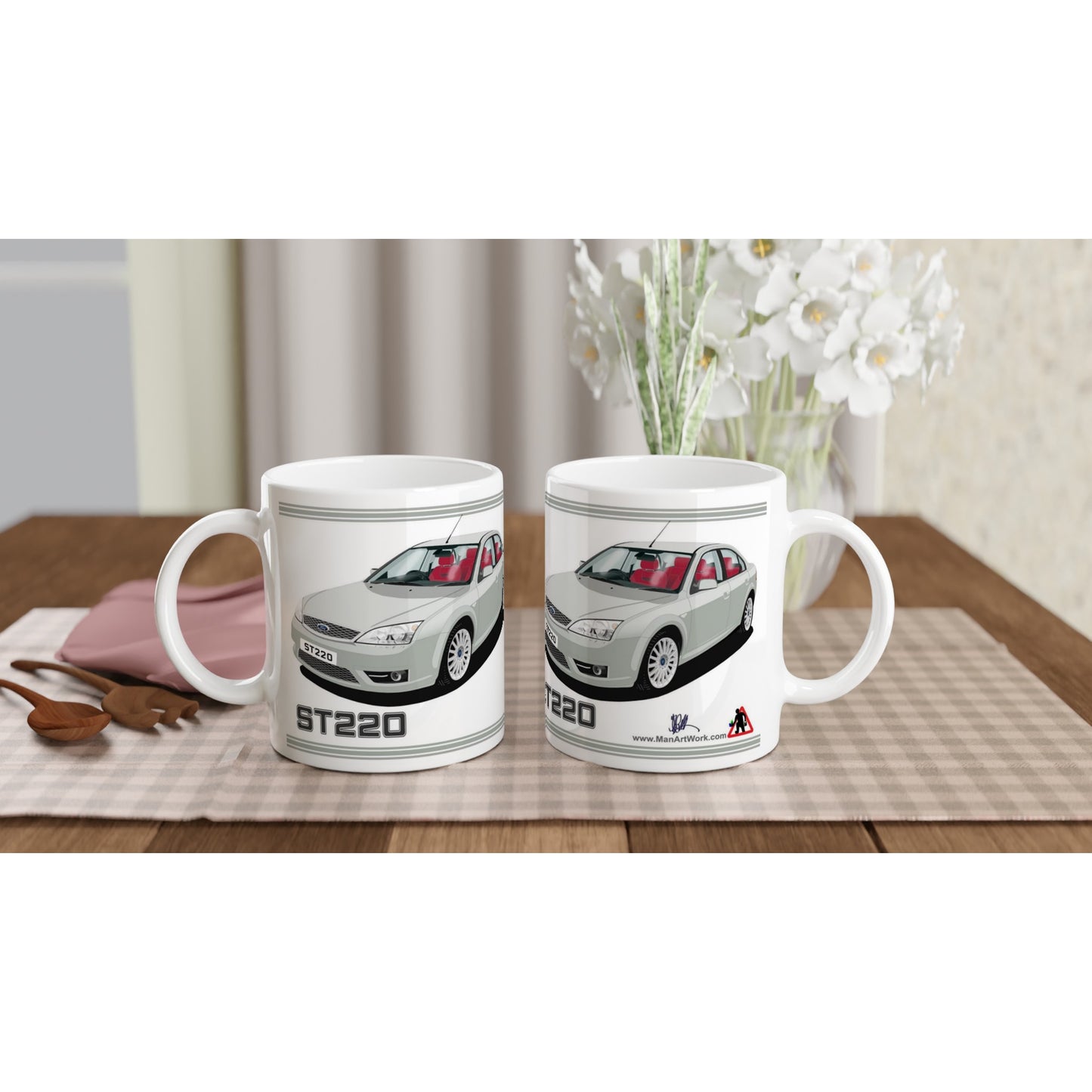 Ford Mondeo ST220 in Silver & Red Art Mug