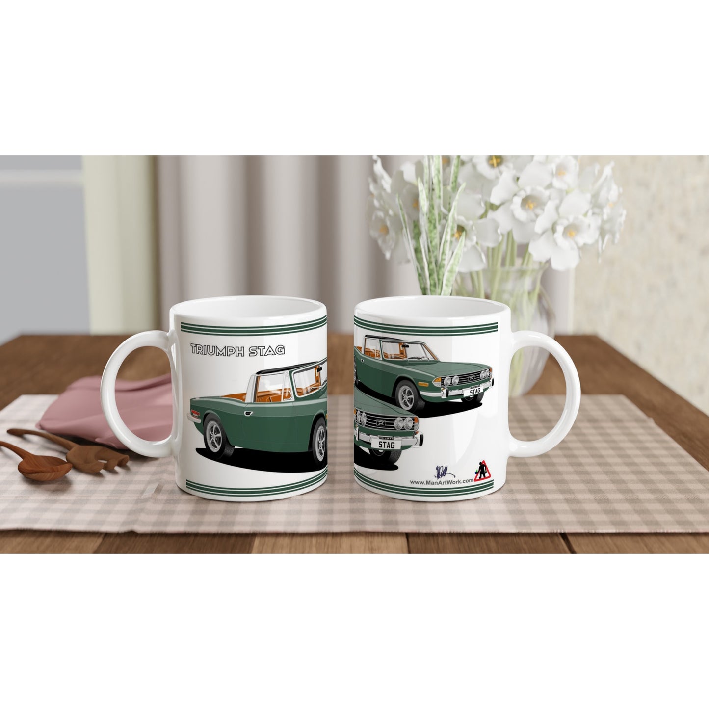 Triumph Stag Laurel Green and Tan Car Mug - Federal