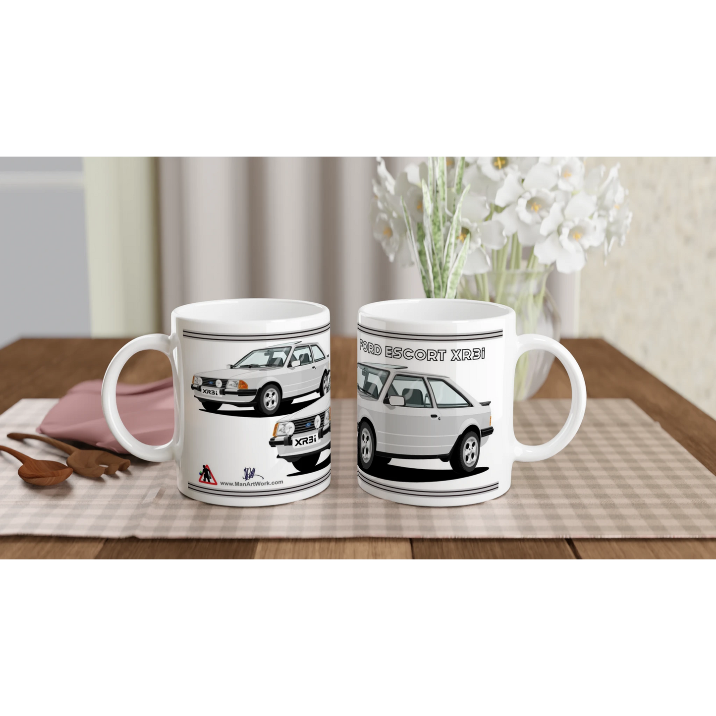 Ford Escort Mk3 XR3i in Silver Art Mug