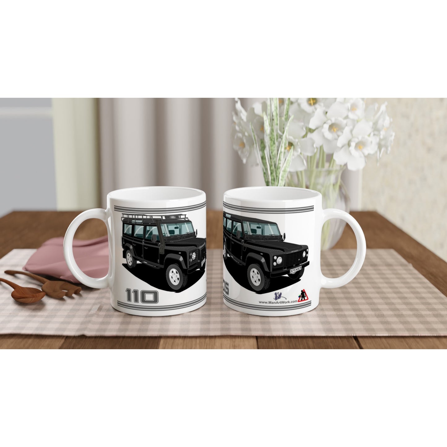 Land Rover Defender 110 TD5 12 seater in Black Art Mug
