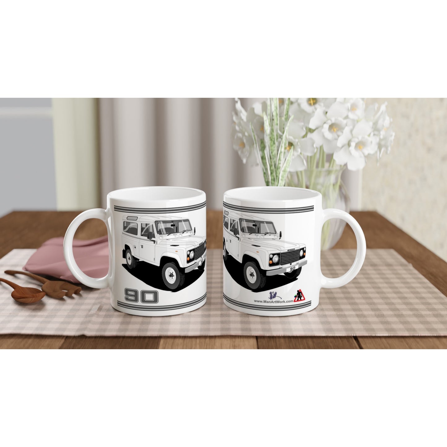 Land Rover 90 7 seater in Wite Art Mug