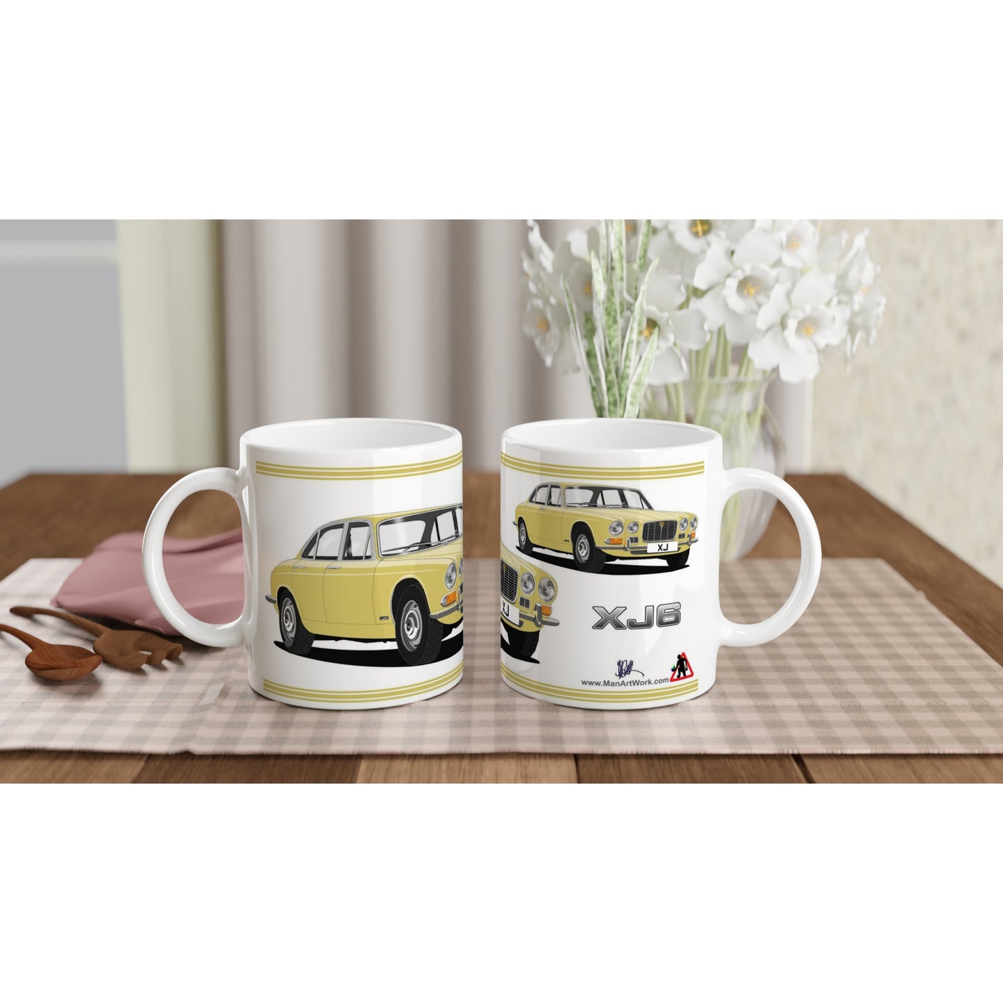 Jaguar XJ6 Mk1 in Yellow Art Mug