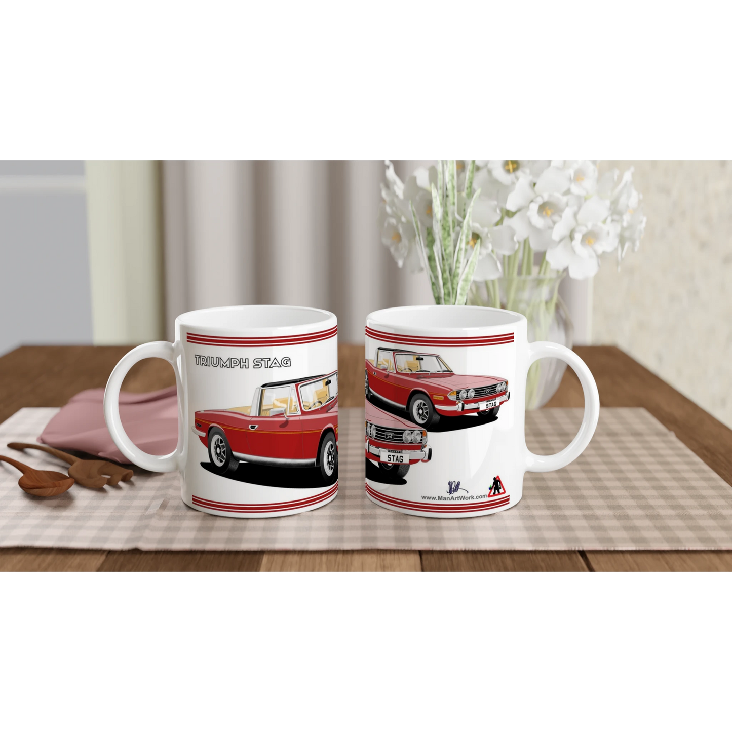 Triumph Stag Carmine Red and Beige Car Mug