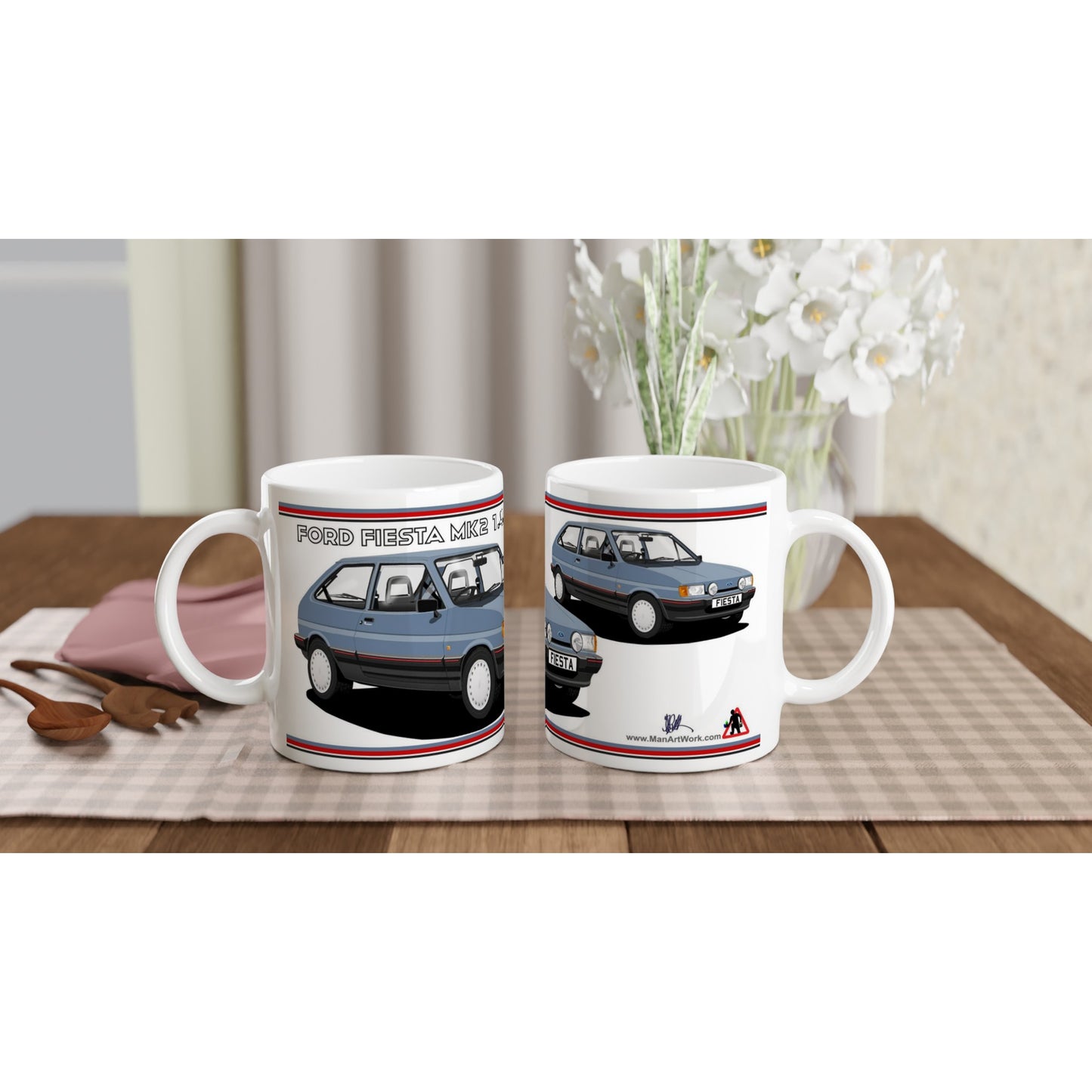 Ford Fiesta Mk2 1.4S in Blue Art Mug