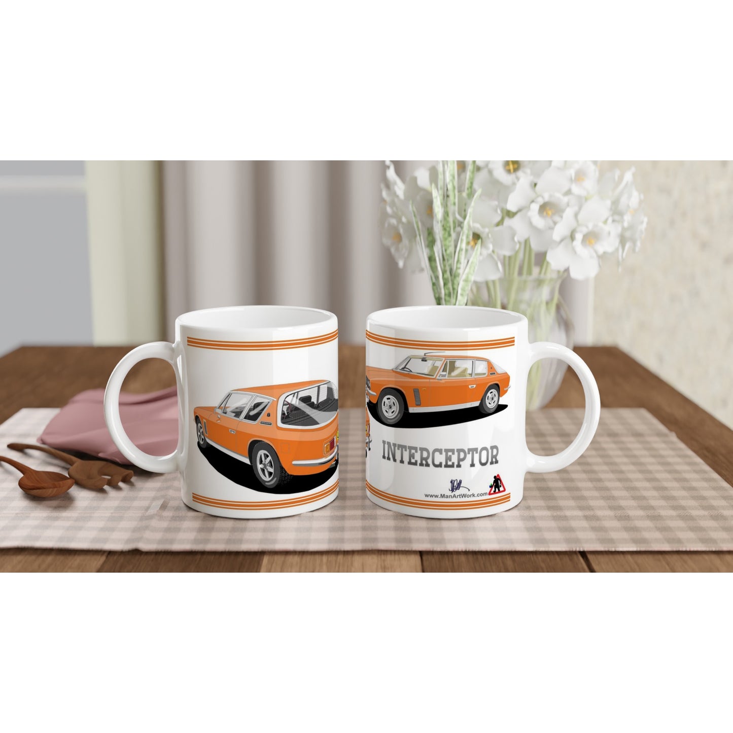 Jensen Interceptor Mk3 in Orange Art Mug