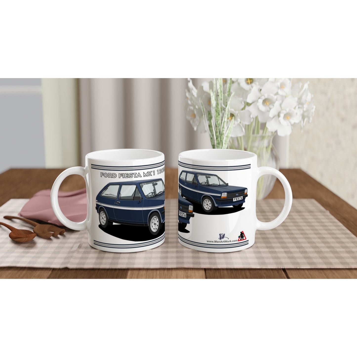 Ford Fiesta Mk1 1300S in Blue Art Mug