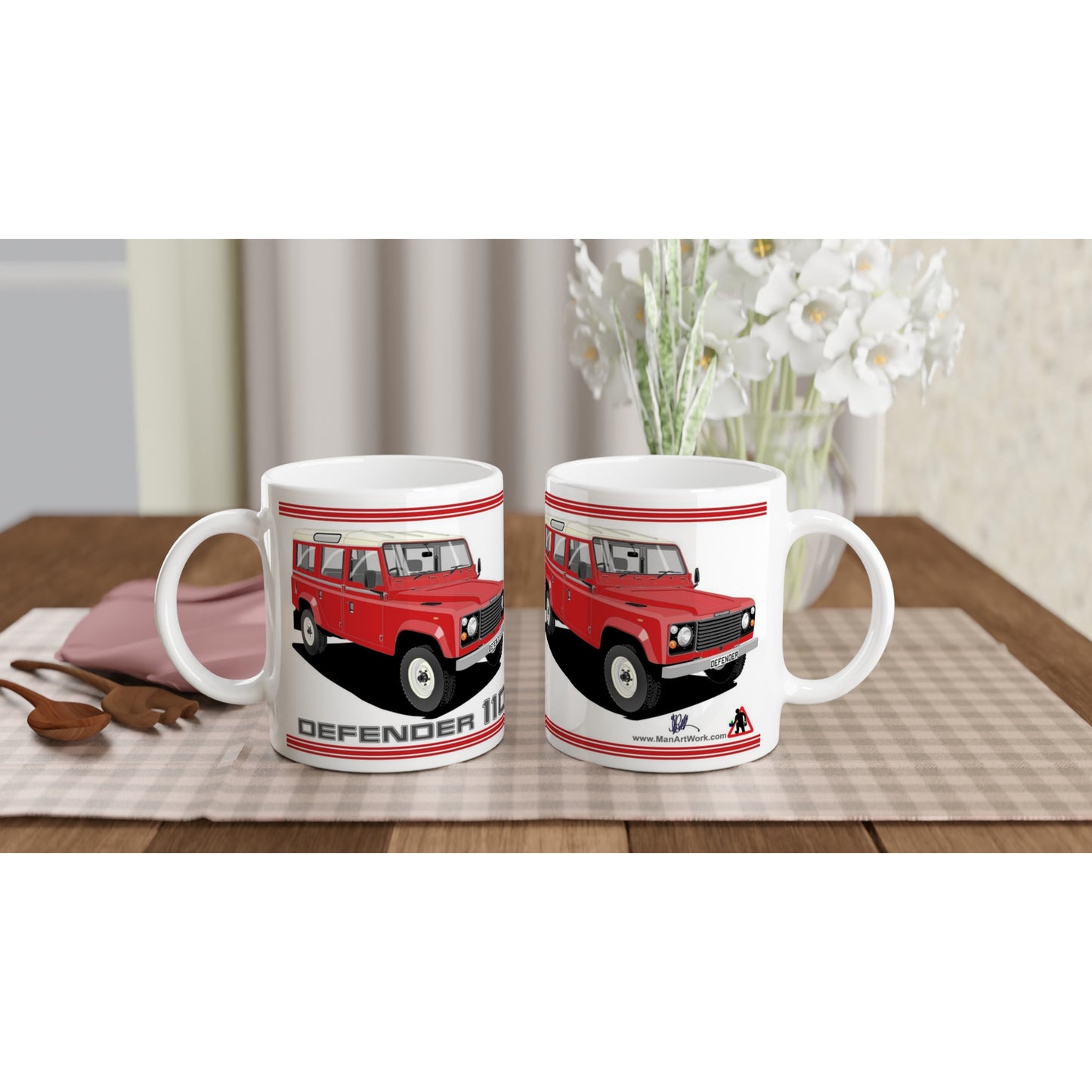 Land Rover Defender 110 12 seater in Red Art Mug