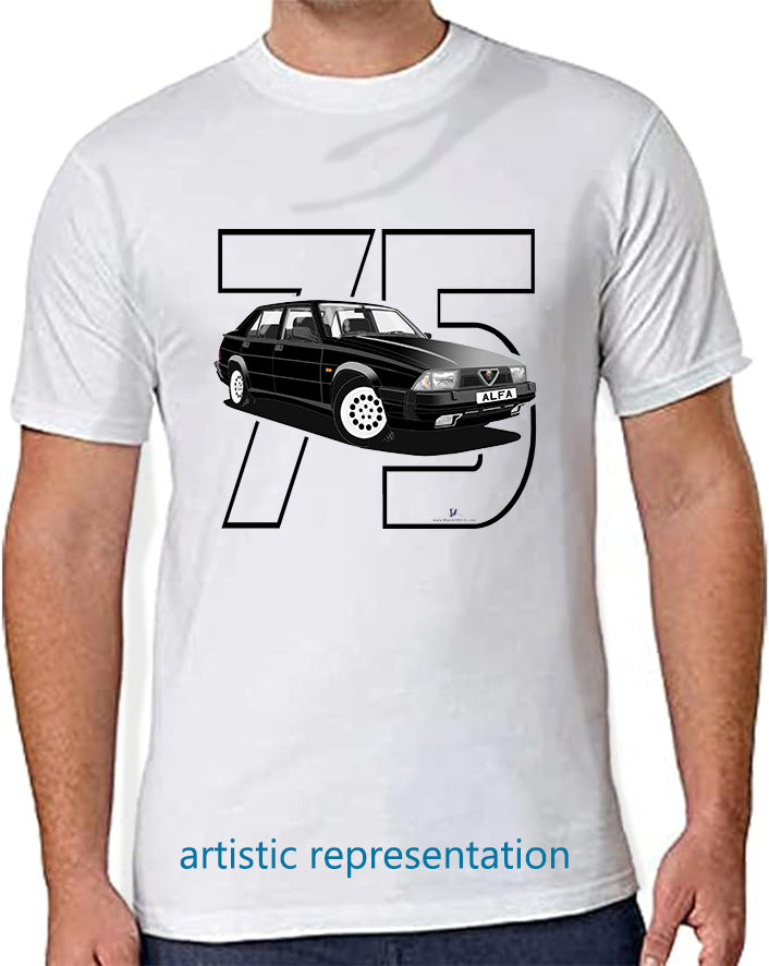 Alfa Romeo 75 in Black Art T Shirt