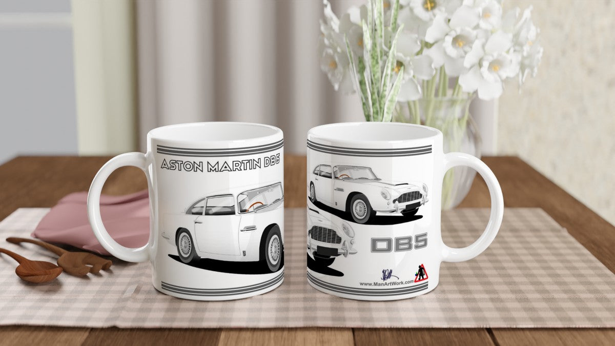 Aston Martin DB5 in White Car Mug