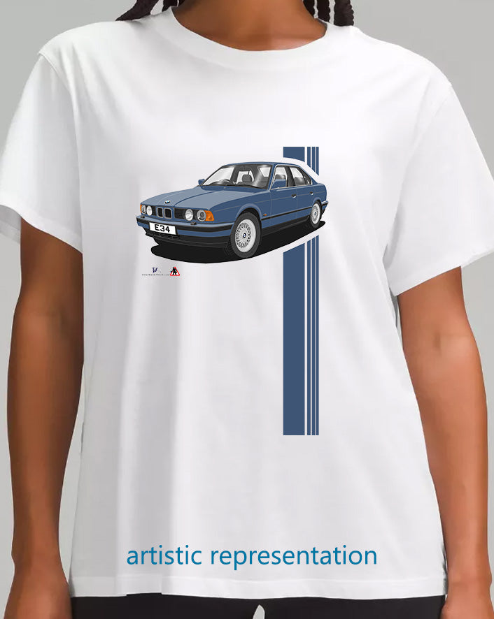 BMW 5 Series E34 in Blue T Shirt