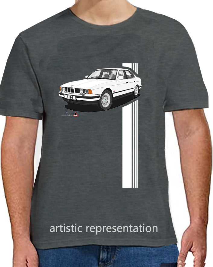 BMW 5 Series E34 in White T Shirt