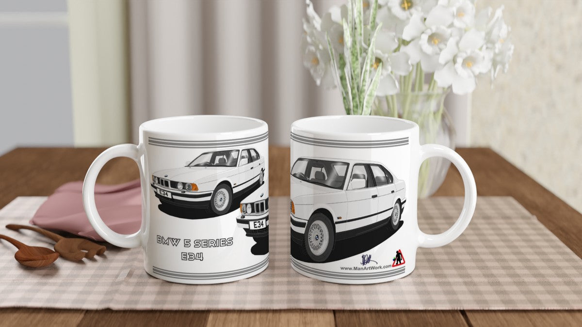 BMW 5 Series E34 in Silver Art Mug