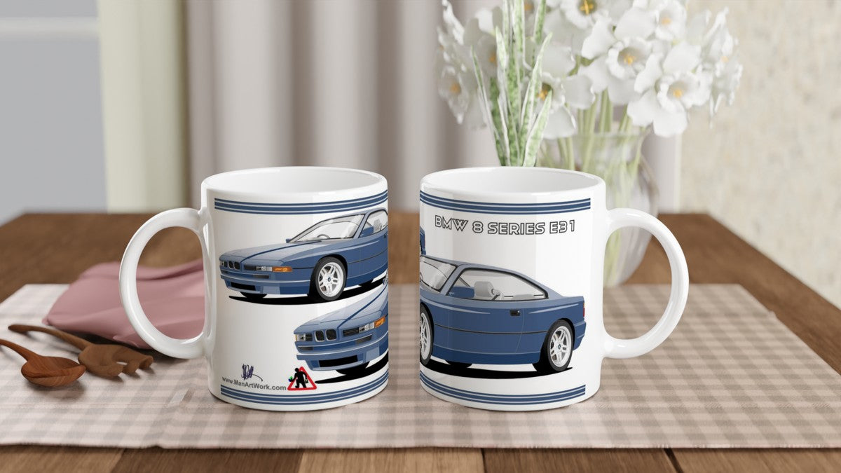 BMW 8 Series (E31) in Blue Art Mug