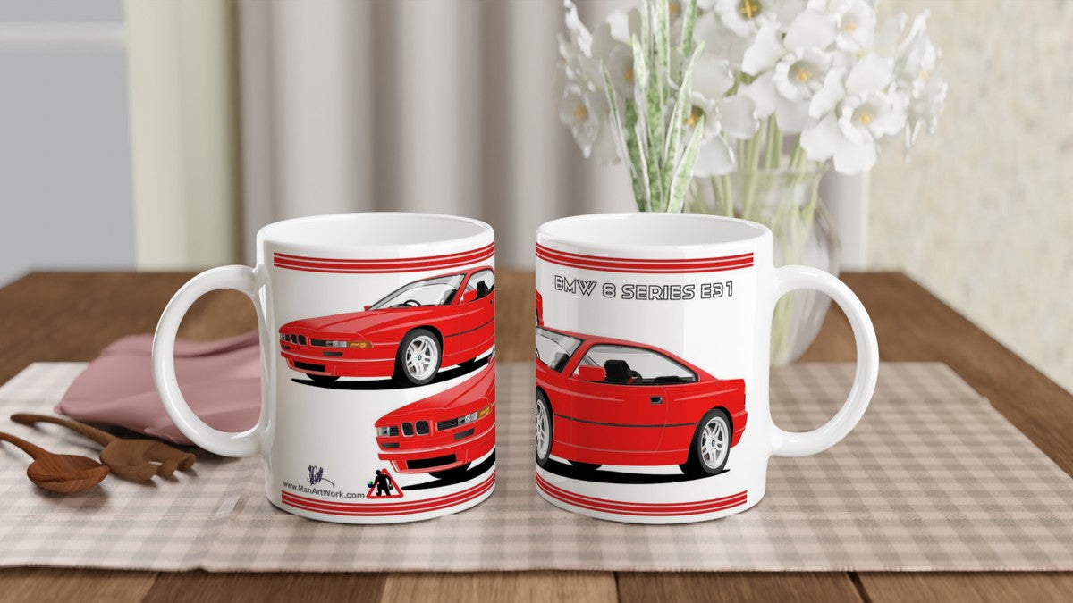 BMW 8 Series (E31) in Red Art Mug