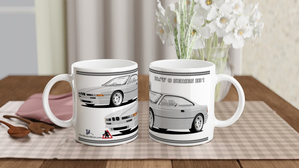 BMW 8 Series (E31) in Silver Art Mug
