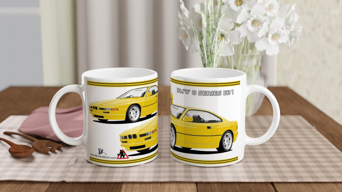 BMW 8 Series (E31) in Yellow Art Mug