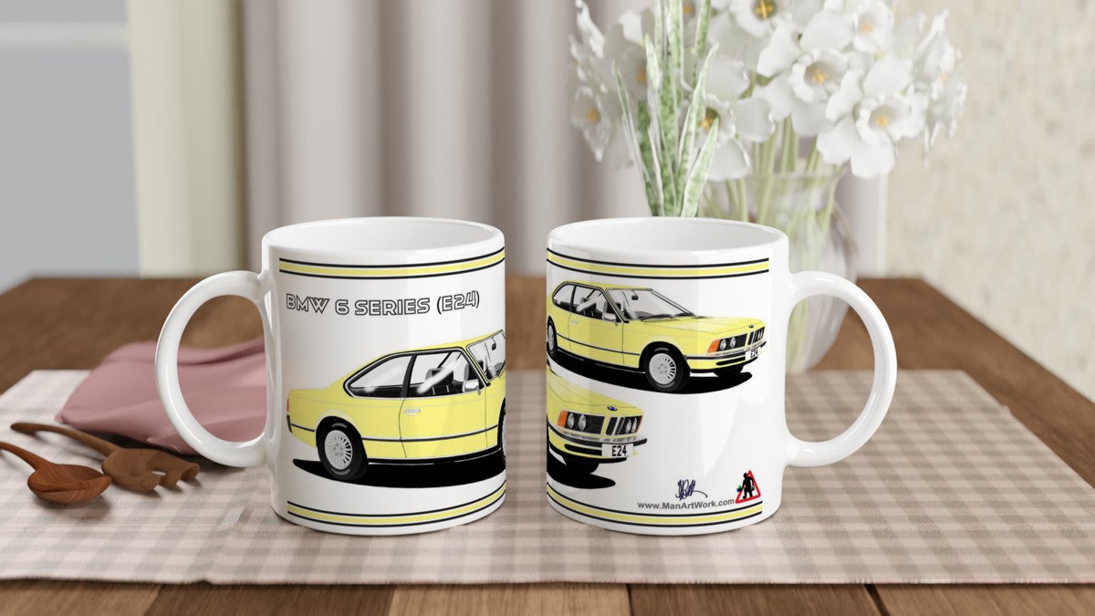 BMW 6 Series (E24) in Yellow Art Mug