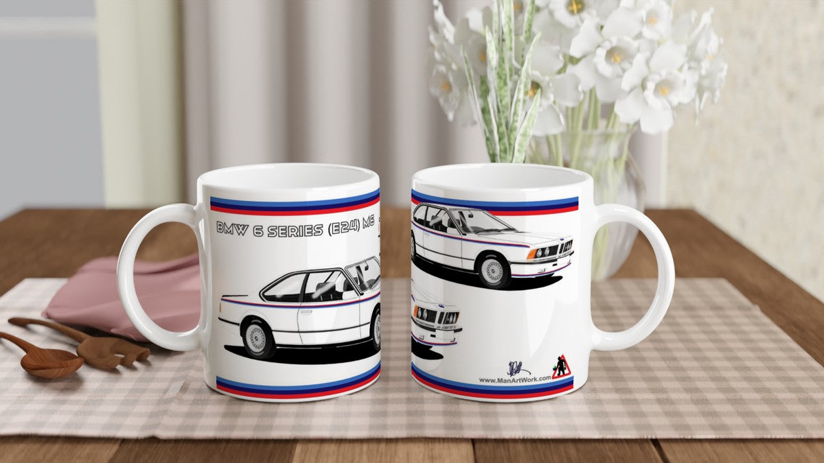 BMW M6 (E24) in White Art Mug