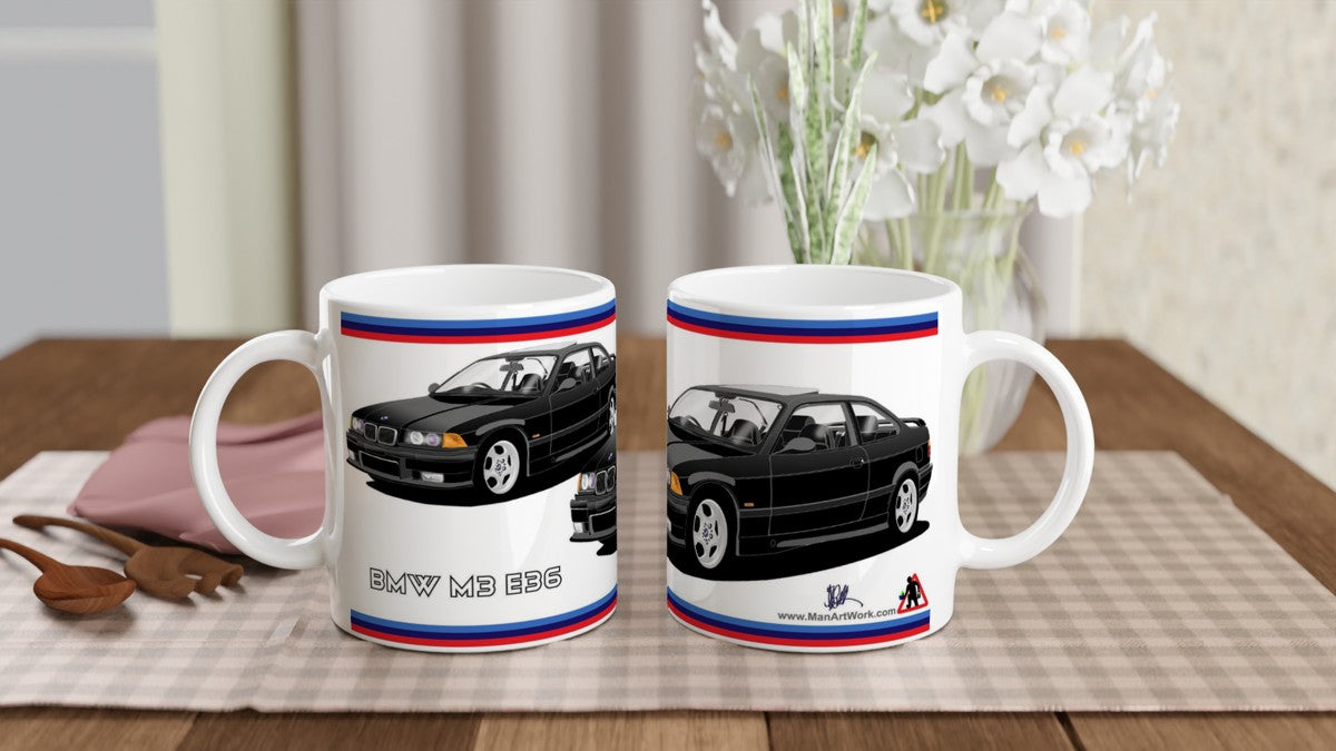 BMW M3 E36 in Black Art Mug