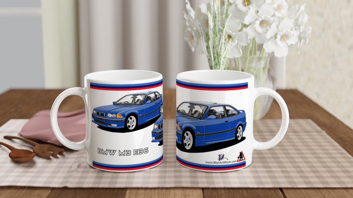 BMW M3 E36 in Blue Art Mug