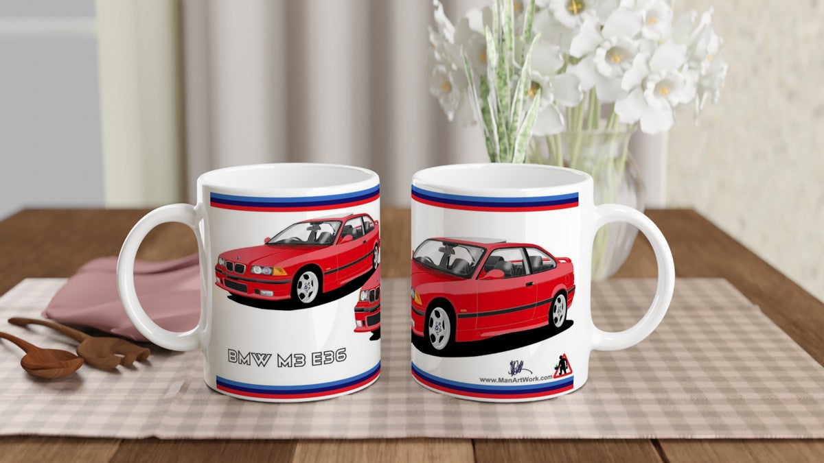 BMW M3 E36 in Red Art Mug