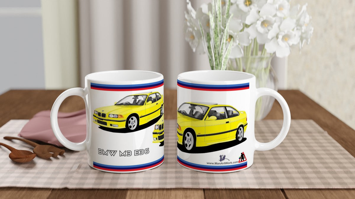 BMW M3 E36 in Yellow Art Mug