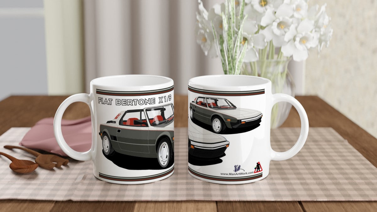 Fiat X19 Bertone Silver over Grey Art Mug
