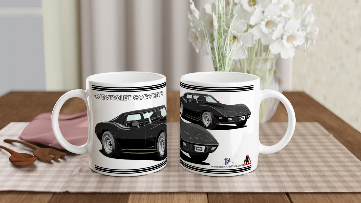 Chevrolet Corvette C3 in Black Art Mug