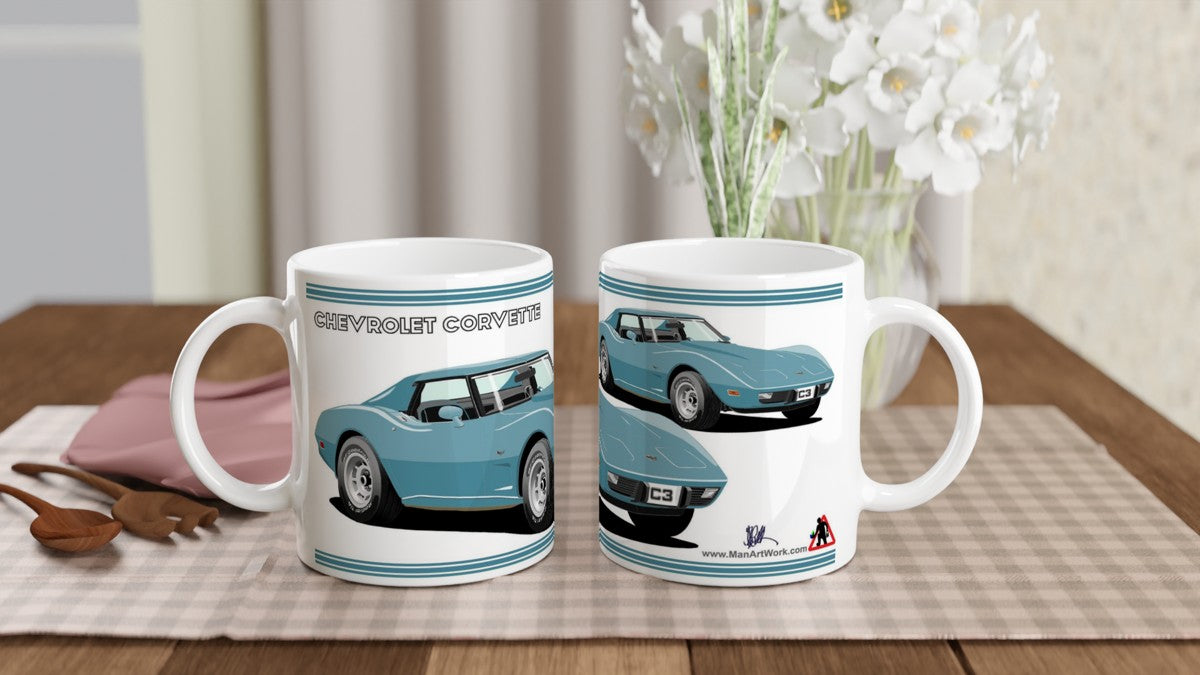 Chevrolet Corvette C3 in Blue Art Mug