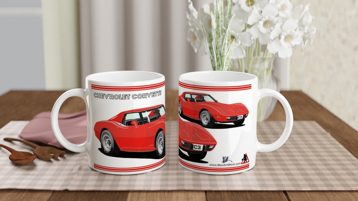 Chevrolet Corvette C3 in Red Art Mug