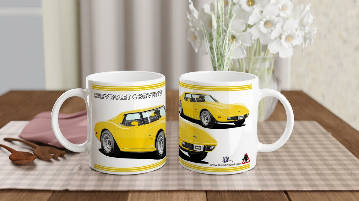 Chevrolet Corvette C3 in Yellow Art Mug