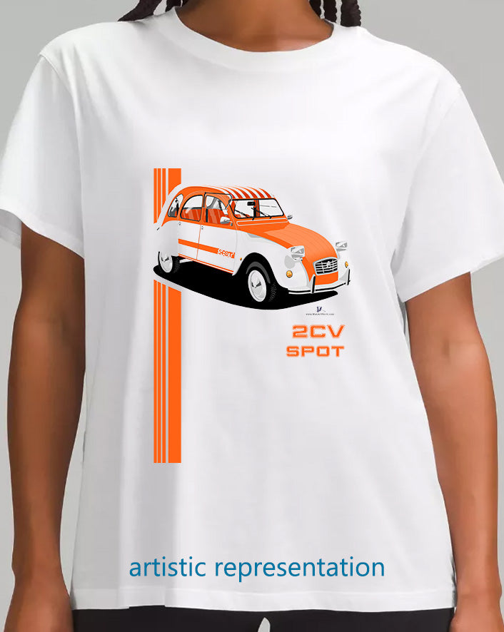 Citroen 2CV Spot Striped Roof Art T Shirt