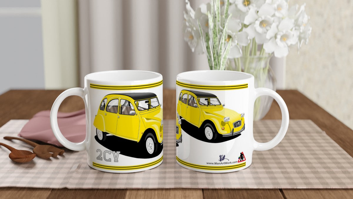 Citroen 2CV Yellow Art Mug