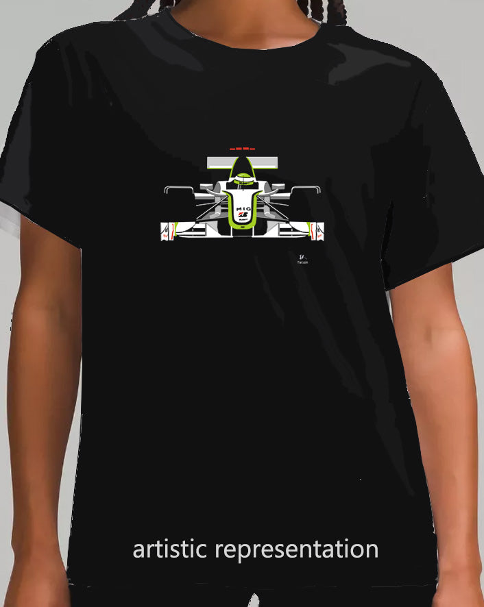 F1 Motor Racing Jensen Button Brawn GP001 Art T Shirt