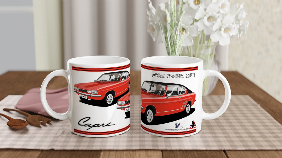Ford Capri Mk1 E in Red Art Mug