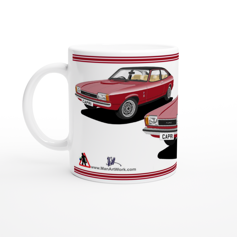 Ford Capri Mk2 Ghia in Red Art Mug