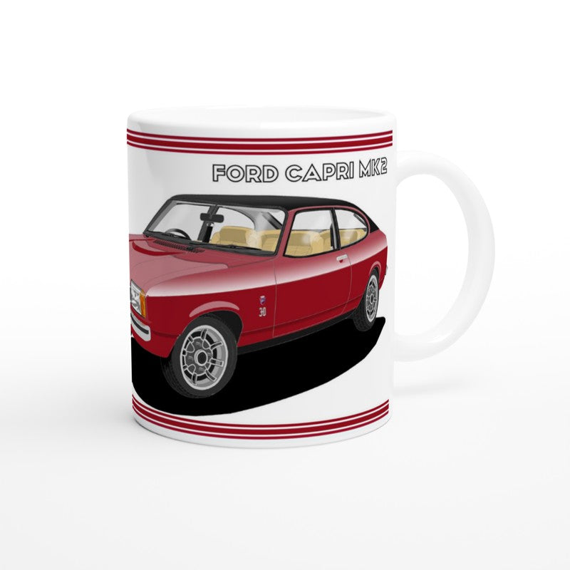 Ford Capri Mk2 Ghia in Red Art Mug