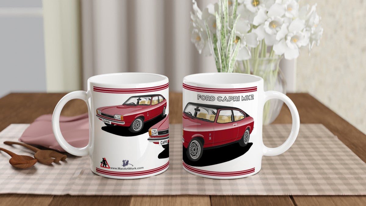 Ford Capri Mk2 Ghia in Red Art Mug