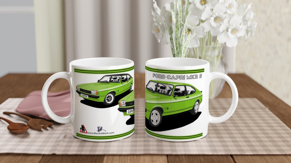 Ford Capri Mk2 S in Green Art Mug