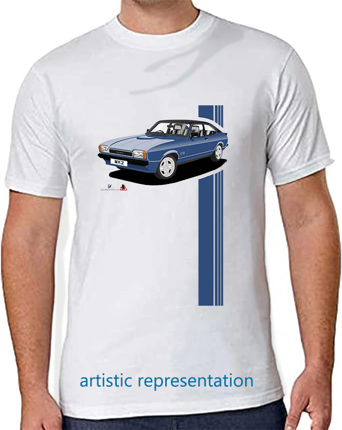 Ford Capri Mk2 S in Blue & Black T Shirt
