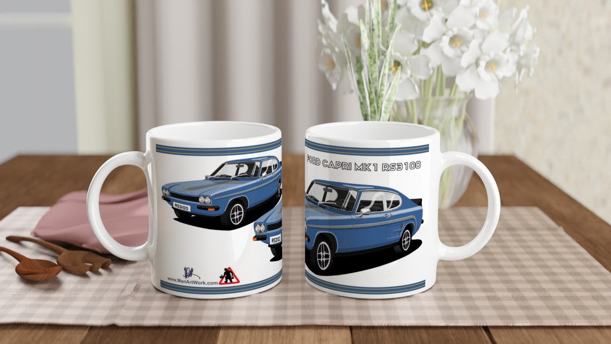 Ford Capri RS3100 in Blue Art Mug