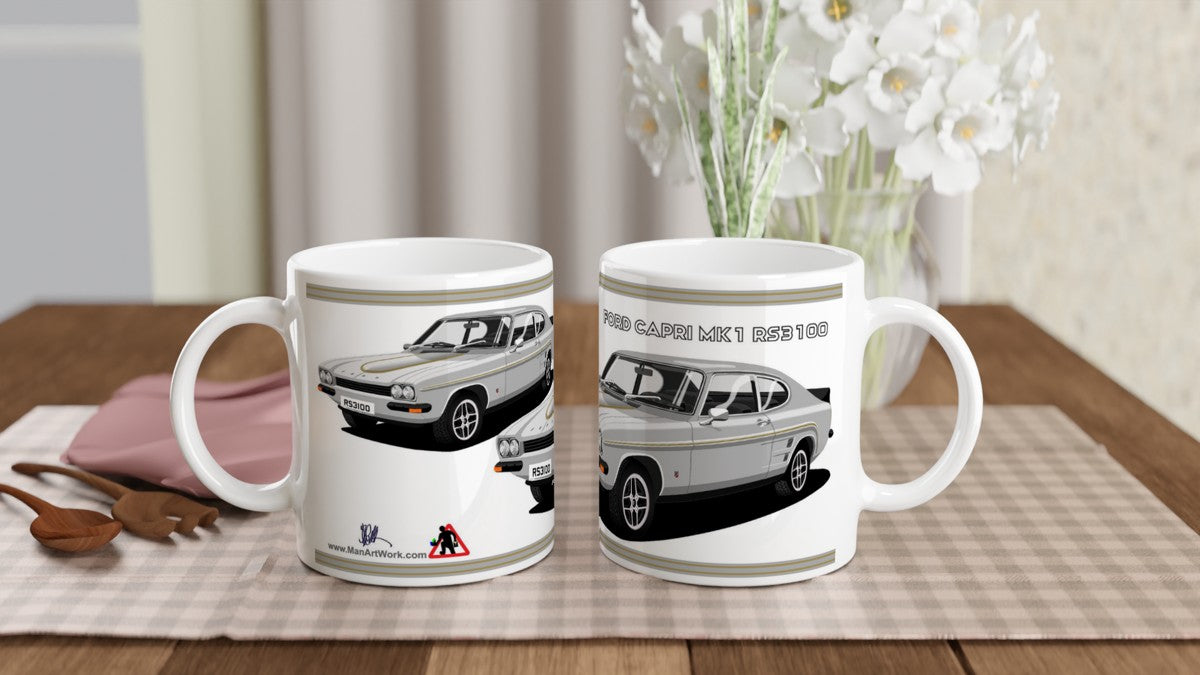 Ford Capri RS3100 in Silver Art Mug