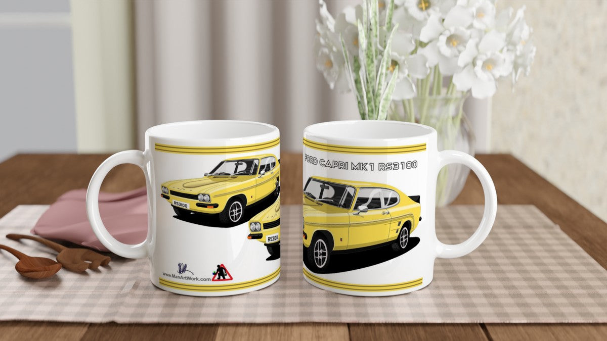 Ford Capri RS3100 in Yellow Art Mug