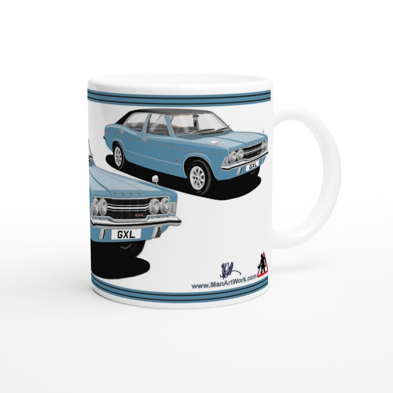 Ford Cortina Mk3 GXL in Blue Art Mug