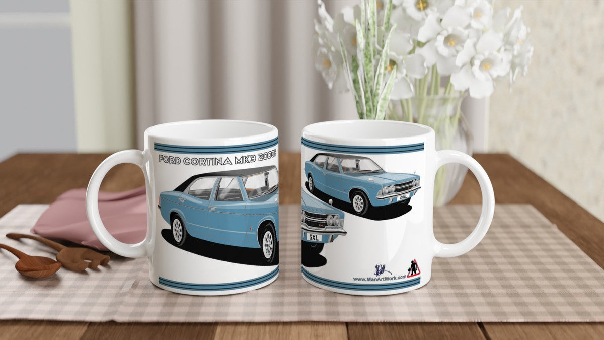 Ford Cortina Mk3 GXL in Blue Art Mug