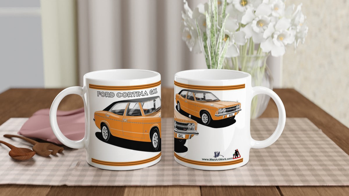 Ford Cortina Mk3 GXL in Orange Art Mug