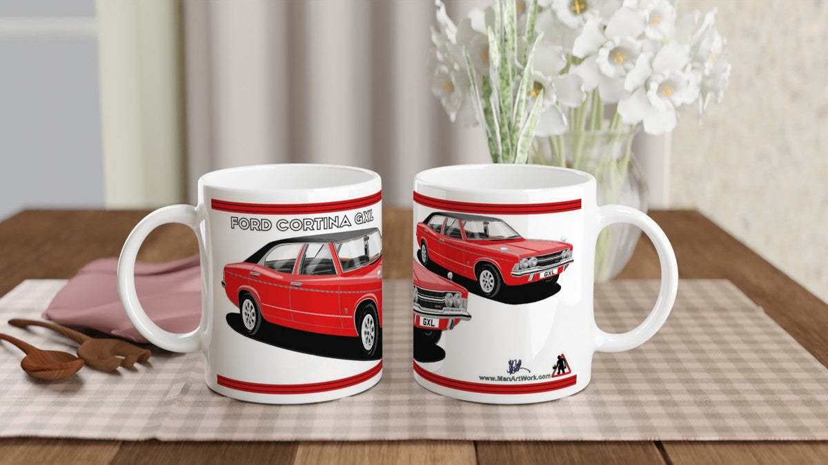 Ford Cortina Mk3 GXL in Red & Black Art Mug