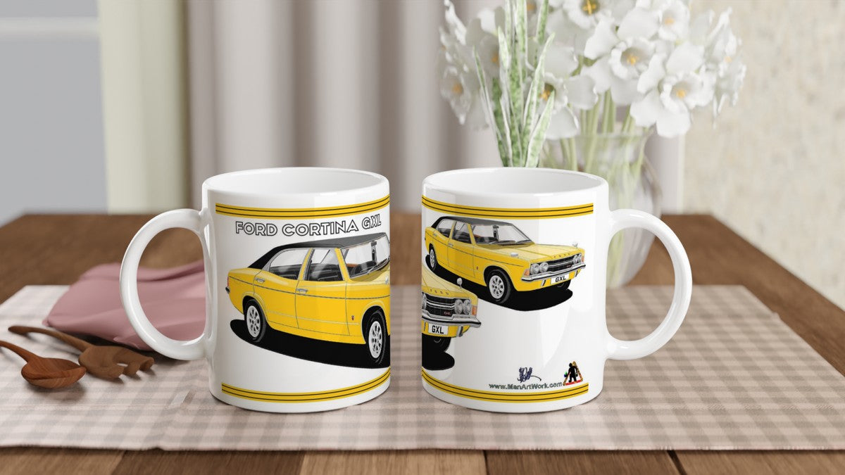 Ford Cortina Mk3 GXL in Yellow Art Mug