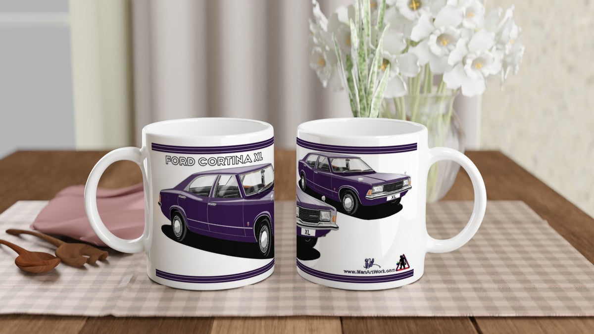 Ford Cortina Mk3 XL in Purple Art Mug