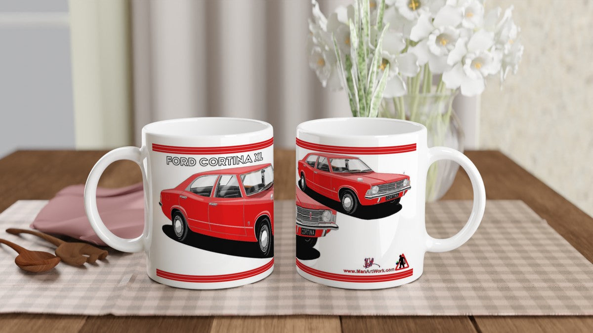 Ford Cortina Mk3 XL in Red Art Mug